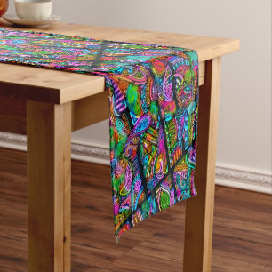 Very colourfully abstract forms art 10 short table runner