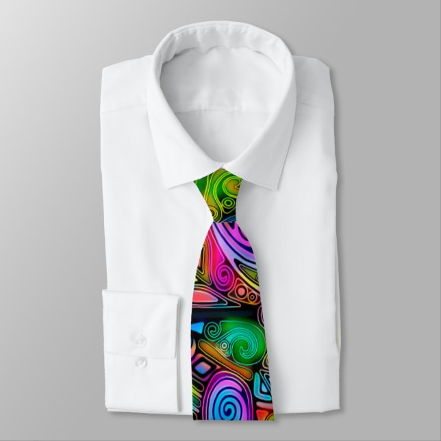 Very colourfully abstract forms art 10 tie (Tied)