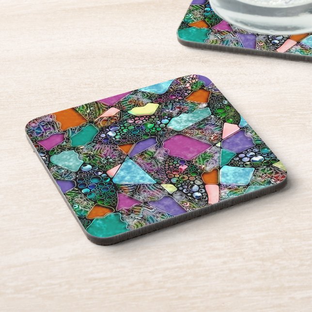 Very colourfully abstract forms art 11 coaster (Left Side)