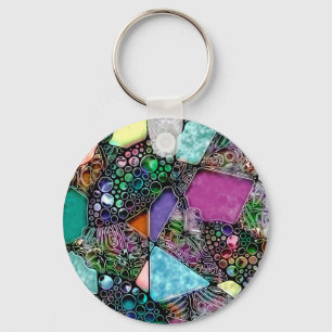 Very colourfully abstract forms art 11 key ring
