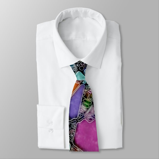 Very colourfully abstract forms art 11 tie (Tied)