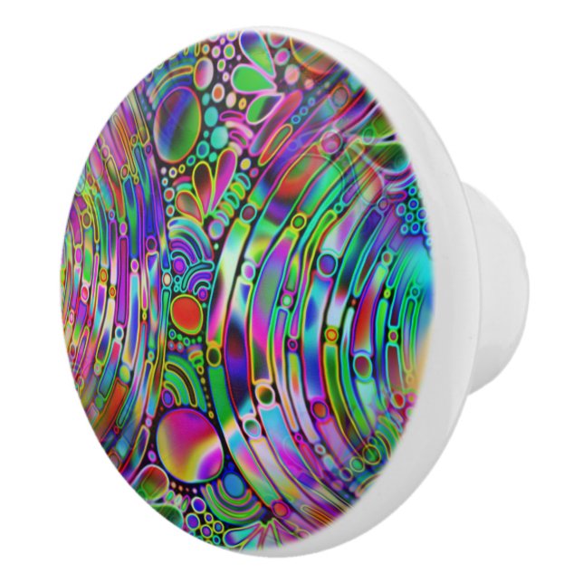 Very colourfully abstract forms art 1 ceramic knob (Right)