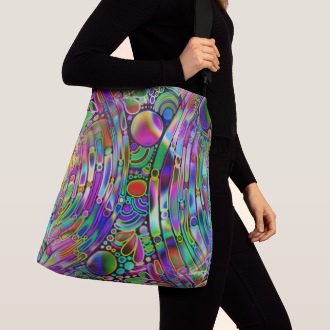 Very colourfully abstract forms art 1 crossbody bag (Close Up)