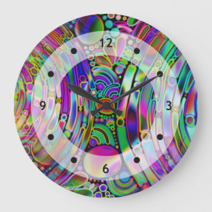 Very colourfully abstract forms art 1 large clock