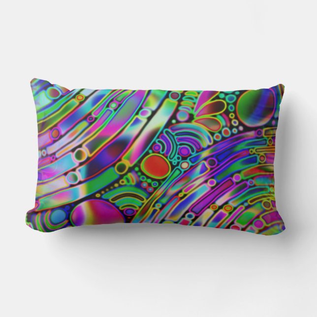 Very colourfully abstract forms art 1 lumbar cushion (Front)