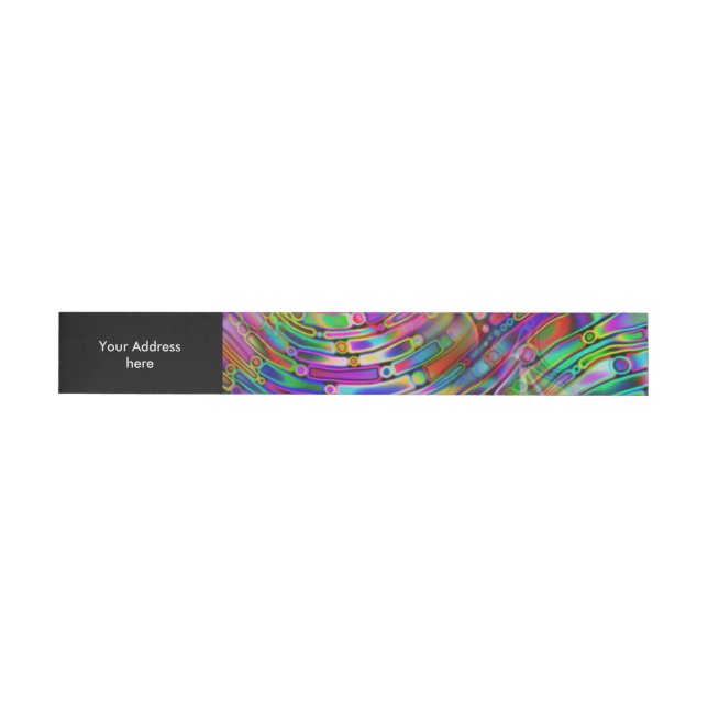 Very colourfully abstract forms art 1 wraparound address label (Individual)