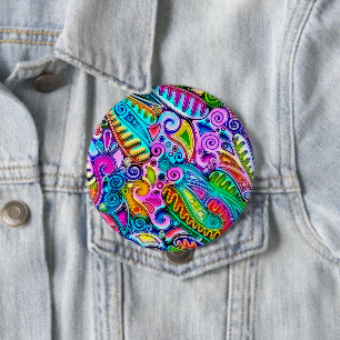 Very colourfully abstract forms art 9 10 cm round badge