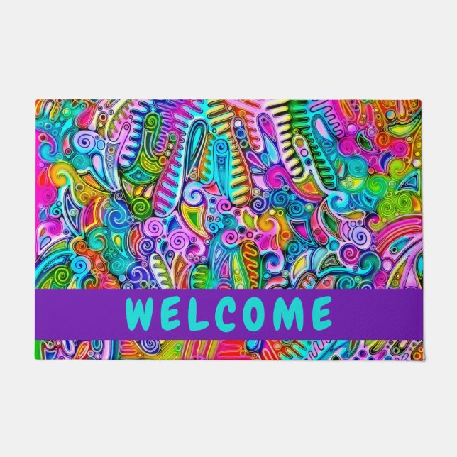 Very colourfully abstract forms art 9 doormat (Front)