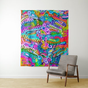 Very colourfully abstract forms art 9 tapestry