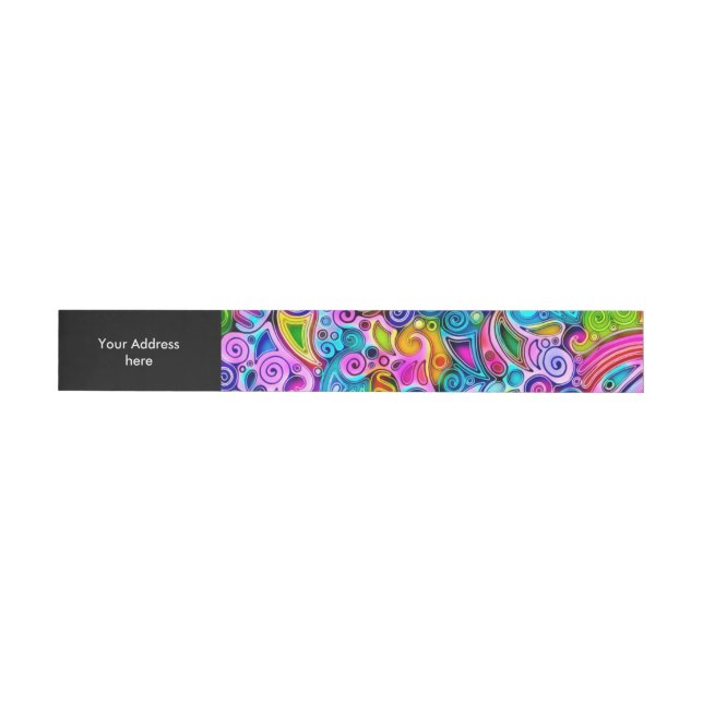 Very colourfully abstract forms art 9 wraparound address label (Individual)