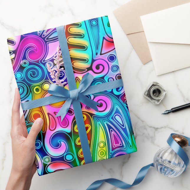 Very colourfully abstract forms art 9 wrapping paper (Gifting)