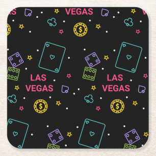 Very Cool and Colorful Las Vegas Casino Gambling Square Paper Coaster