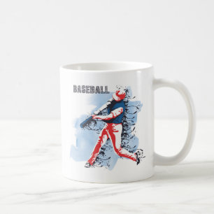 Very Cool and Colourful Baseball Player Swinging Coffee Mug