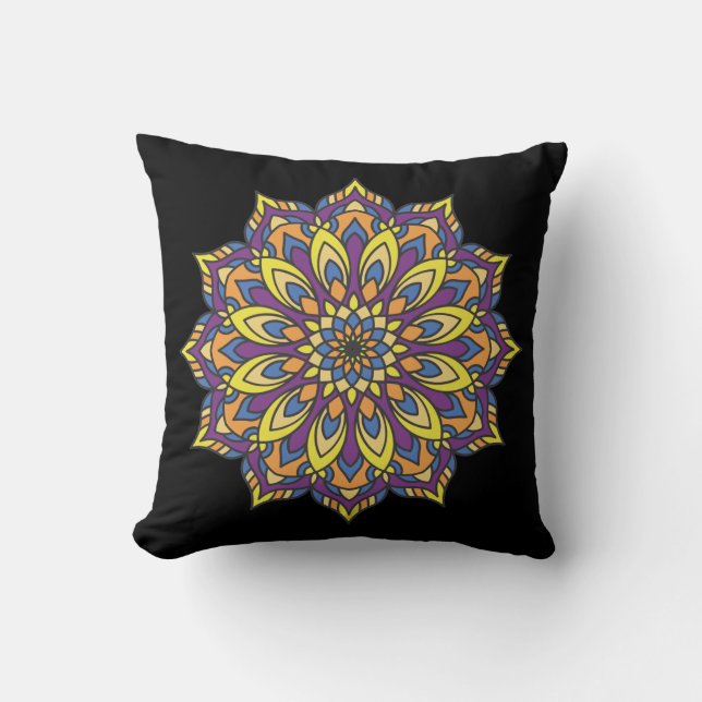 Very Cool and Colourful Mandala Pattern Cushion (Front)