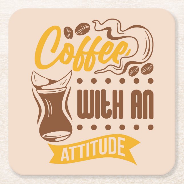 Very Cool and Cute Coffee or Java Square Paper Coaster (Front)