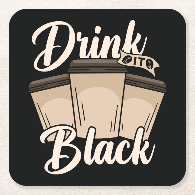 Very Cool and Cute Coffee or Java Square Paper Coaster (Front)