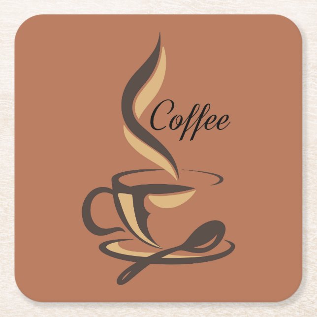 Very Cool and Cute Coffee or Java Square Paper Coaster (Front)
