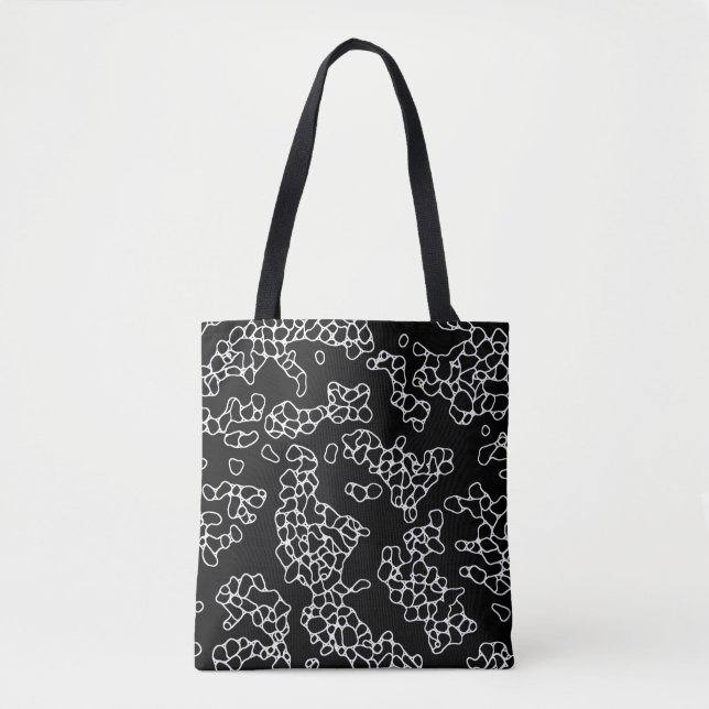Very Cool Black and White Abstract Pattern Tote Bag (Front)