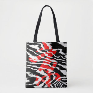 Very Cool Black Red White Abstract Pattern Tote Bag