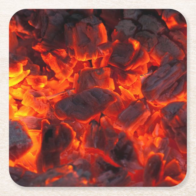 Very Cool Burning Coals Square Paper Coaster (Front)