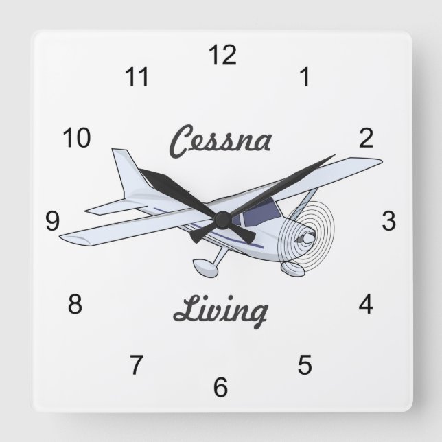 Very Cool Cessna Living Aeroplane Square Wall Clock (Front)