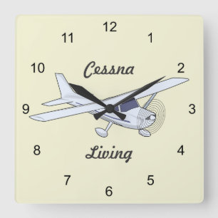 Very Cool Cessna Living Aeroplane Square Wall Clock