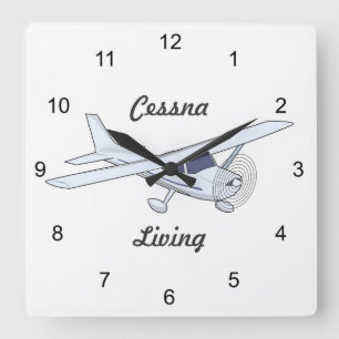 Very Cool Cessna Living Airplane Square Wall Clock