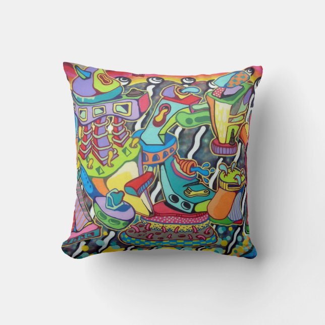 Very Cool & Colourful Graffiti Street Art Cushion (Front)