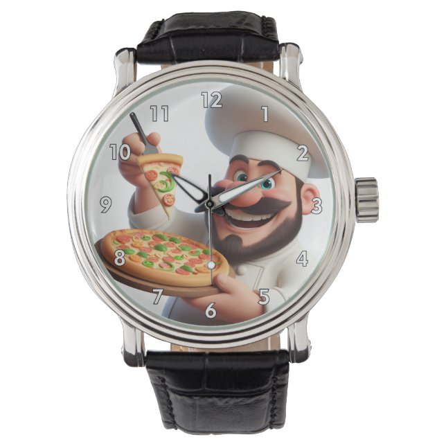 Very Cool & Colourful Pizza Guy with Pizza Watch (Front)
