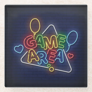 Very Cool & Colourful Simulated Neon Sign Game Are Glass Coaster