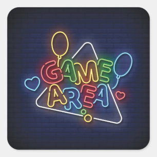 Very Cool & Colourful Simulated Neon Sign Game Are Square Sticker