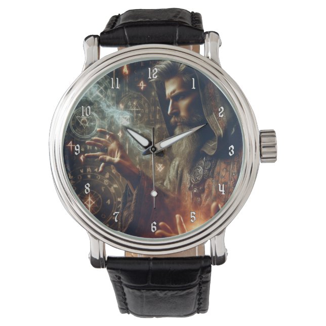 Very Cool & Colourful Wizard Casting a Spell Watch (Front)