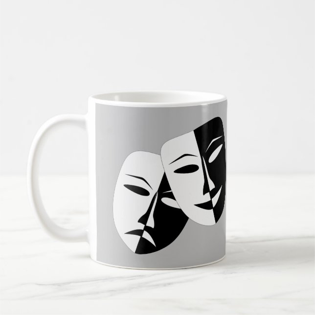 Very Cool Comedy and Tragedy Theatre Masks Coffee Mug (Left)