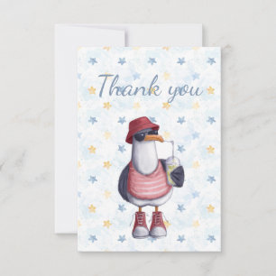 Very Cool Cute Seagull Vacation TravelThank You Thank You Card