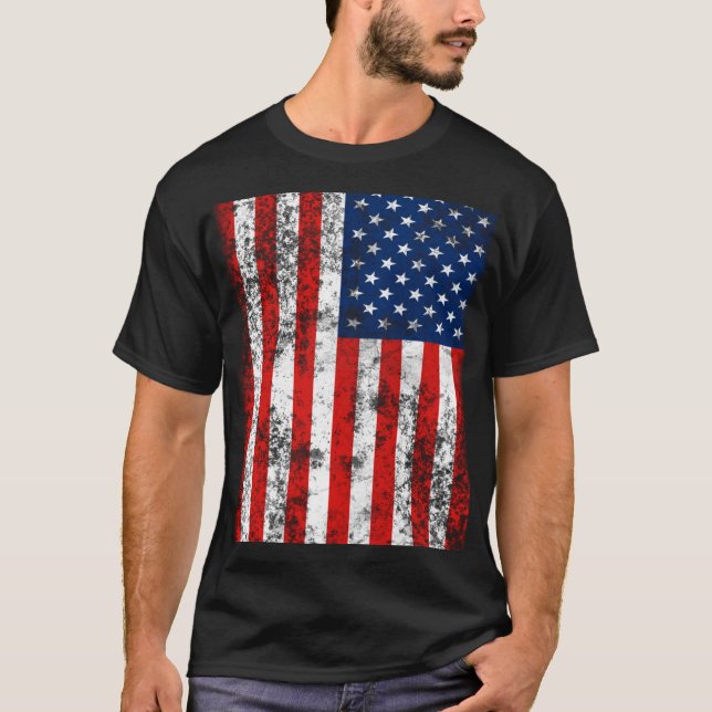 Very Cool Distressed American Flag T-Shirt (Front)