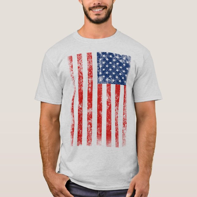 Very Cool Distressed American Flag T-Shirt (Front)