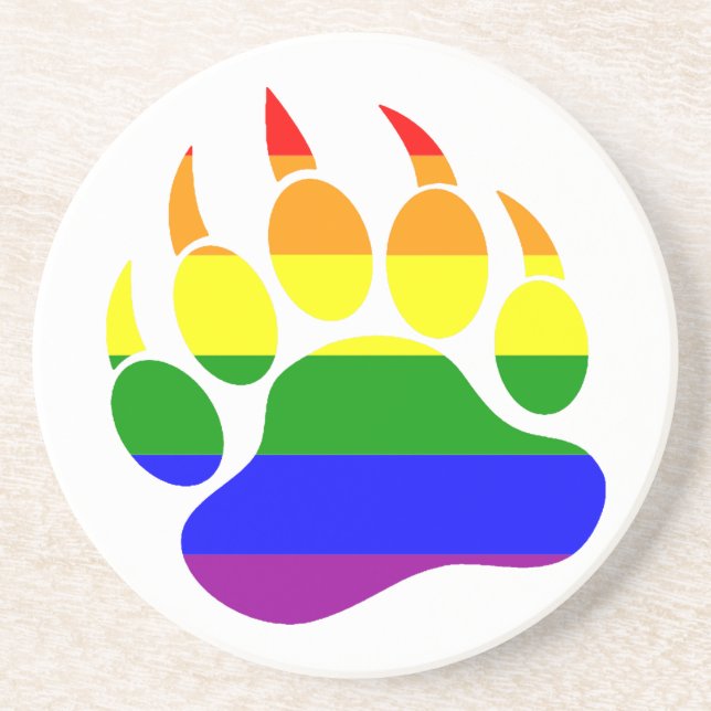 Very Cool Gay Bear Claw Rainbow Flag Coaster (Front)