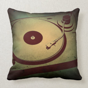 Very Cool Grunge Retro Record Player Turntable Cushion