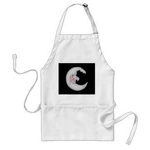 Very Cool Man On The Moon Round Figure Apron