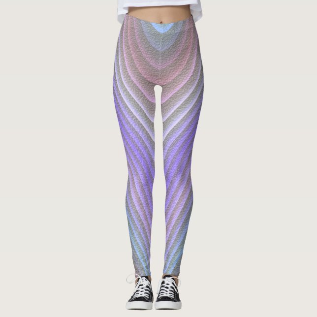 Very Cool Modern abstract Purple Waves Pattern Leggings (Front)