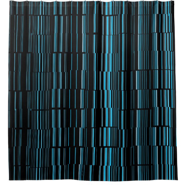 Very Cool Modern Blue Striped Shower Curtain (Front)