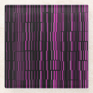 Very Cool Modern Magenta Striped  Glass Coaster