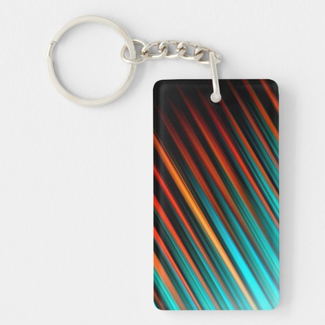 Very Cool Modern Multicoloured Striped Key Ring (Front)