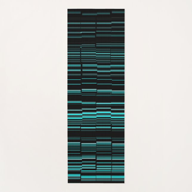 Very Cool Modern Teal Striped Yoga Mat (Front)