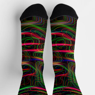 VERY COOL Neon Multicolored Curved Lines Socks