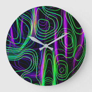 VERY COOL Neon Multicolored Curvy Pattern Large Clock
