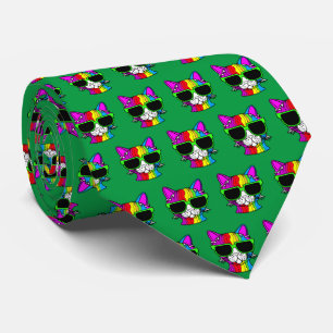 Very Cool Rainbow Cat Pattern  Tie