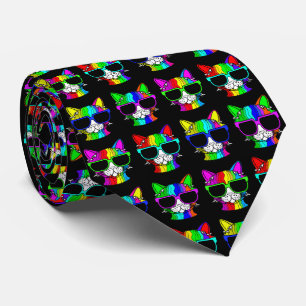 Very Cool Rainbow Cat Pattern  Tie