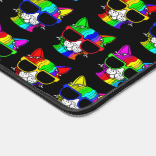 Very Cool Rainbow Cats with Sunglass Pattern  Desk Mat