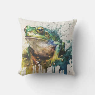 Very Cool Semi-Abstract Frog Painting Cushion